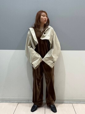 「ベロア」｜「アイテム（サロペット/オーバーオール）」を使った、yukiさん（レディース・155cm）の冬コーディネート