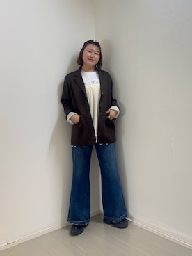 「KBF（ケイビーエフ）のアイテム（ジャケット/アウター）」を使った、yukiさん（レディース・155cm）の秋コーディネート