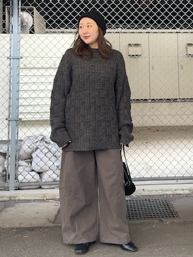 「ニット/セーター」｜「アイテム（帽子）」を使った、yukiさん（レディース・155cm）の秋コーディネート