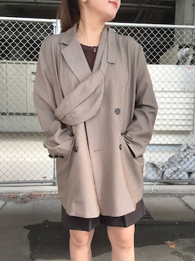 「KBF（ケイビーエフ）のシンプルショートパンツ（その他パンツ）」を使った、yukiさん（レディース・155cm）の秋コーディネート