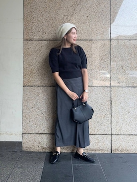 「SMELLY（スメリー）のシャギービーニー（ニットキャップ/ビーニー）」を使った、yukiさん（レディース・155cm）の秋コーディネート