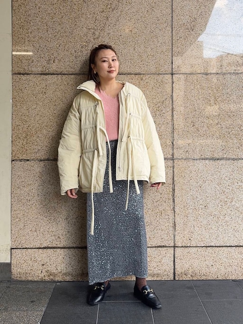 アイボリー ダウンジャケット リボン付き新品 RESEXXY（リゼクシー） ダウンコート ダウンジャケット リボンデザイン