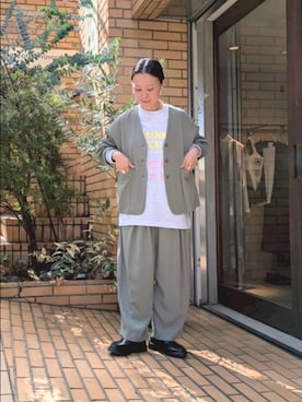 「アイテム（ノーカラージャケット）」を使った、bulle de savonさん（レディース・152cm）の秋コーディネート