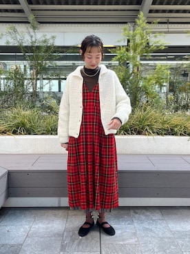 「アイテム（ジャンパースカート）」を使った、bulle de savonさん（レディース・166cm）の秋コーディネート