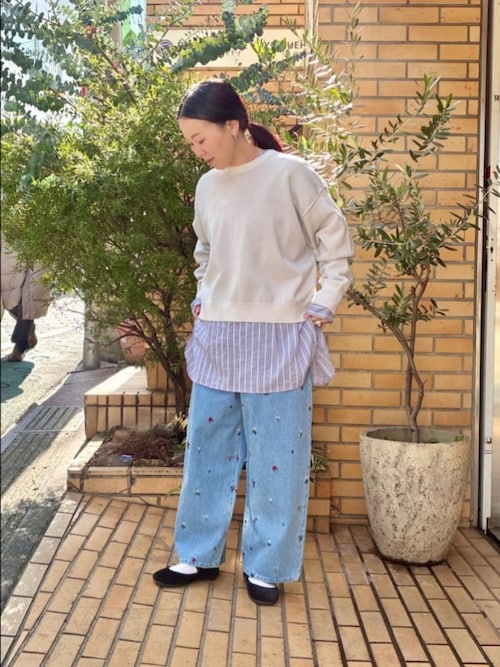 yuni ジーンズ デニム デニムパンツ floral embloidely denim 5pkt