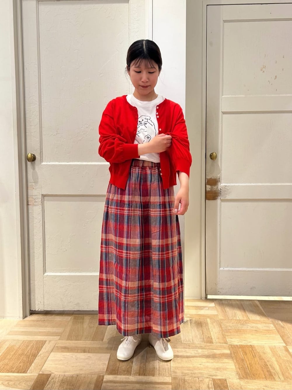 bulle de savon（ビュルデサボン）の「Linen Check rapスカート