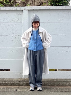 「冬の注目アウター」｜「アイテム（ステンカラーコート）」を使った、bulle de savonさん（レディース・163cm）の秋コーディネート