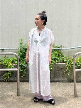 yuni（ユニ ）の「キュプラ/コットン/リネン Stipe wide Collar