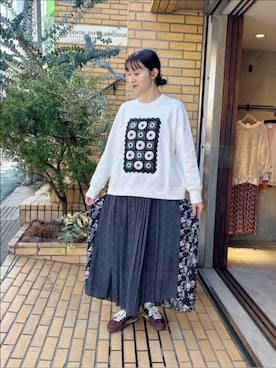 「アイテム（ジャンパースカート）」を使った、bulle de savonさん（レディース・163cm）の秋コーディネート