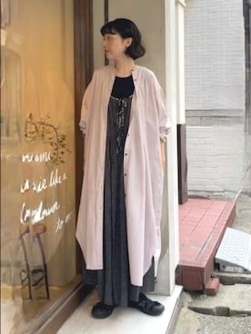 「アイテム（シャツワンピース）」を使った、bulle de savonさん（レディース・158cm）の秋コーディネート