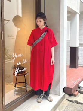 「アイテム（シャツワンピース）」を使った、bulle de savonさん（レディース・166cm）の夏コーディネート