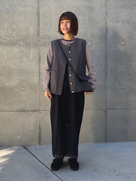 「アイテム（ダウンベスト）」を使った、bulle de savonさん（レディース・164cm）の冬コーディネート