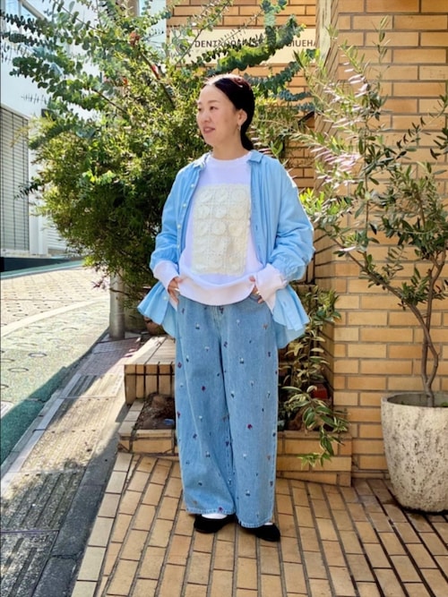 yuni ジーンズ デニム デニムパンツ floral embloidely denim 5pkt