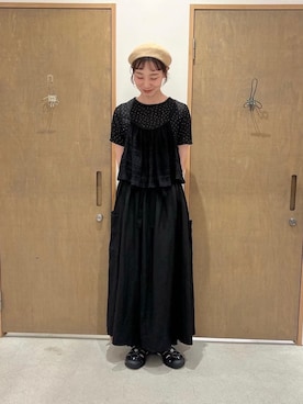 【未使用に近い】yuni /強撚コットンギャバラップIラインスカート yuni（ユニ ）の「80/2強撚コットンギャバ ラップIライン
