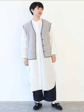 「yuni（ユニ　）のアイテム（シャツワンピース）」を使った、bulle de savonさん（レディース・160cm）の冬コーディネート