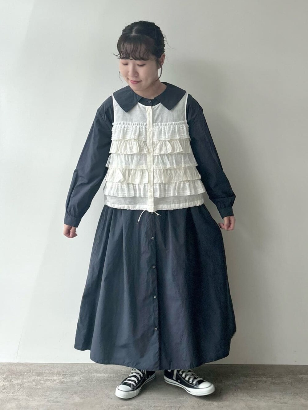 bulle de savon（ビュルデサボン）の「Lace×tulle frill ベスト