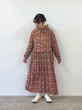 「アイテム（バンダナ/スカーフ）」を使った、bulle de savonさん（レディース・155cm）の秋コーディネート