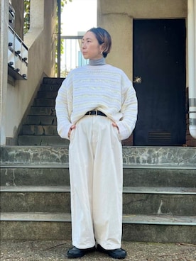 「透かし編みニット」｜bulle de savonさん（レディース・150cm）の秋コーディネート