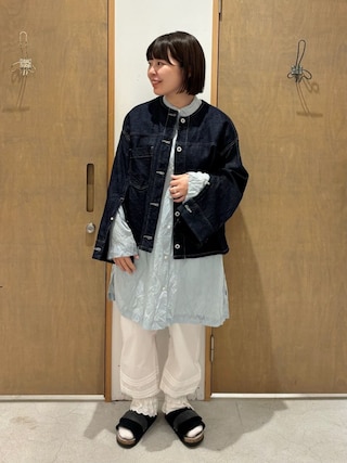 yuni コットンデニムノーカラーブルゾン yuni デニムジャケット gジャン cotton denim ノーカラー