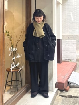 「アイテム（ノーカラージャケット）」を使った、bulle de savonさん（レディース・159cm）の冬コーディネート