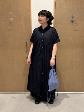 「bulle de savon（ビュルデサボン）の5.5OZ denim 丸衿ワンピース（ワンピース、ブルー系）」を使った、bulle de savonさん（レディース・169cm）の春コーディネート