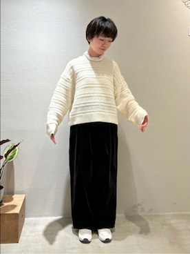 「アイテム（ノーカラーコート）」を使った、bulle de savonさん（レディース・150cm）の冬コーディネート