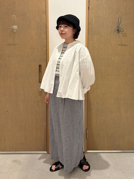「柄×柄」｜「アイテム（帽子）」を使った、bulle de savonさん（レディース・151cm）の夏コーディネート