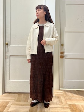 「yuni」｜「アイテム（ワンピース/ドレス）」を使った、bulle de savonさん（レディース・163cm）の秋コーディネート