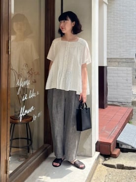 「yuni（ユニ　）のアイテム」を使った、bulle de savonさん（レディース・159cm）の夏コーディネート