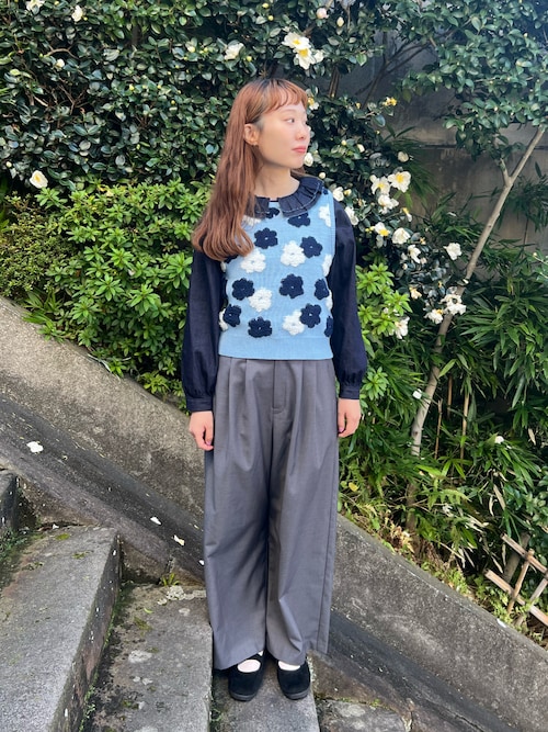 bulle de savon ベスト ジレ ○hana ジャカード ニット