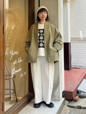 「アイテム（ノーカラーコート）」を使った、bulle de savonさん（レディース・158cm）の秋コーディネート