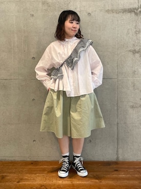 「キュロット」｜「アイテム（ワンピース/ドレス）」を使った、bulle de savonさん（レディース・155cm）の春コーディネート