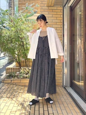 「アイテム（ジャンパースカート）」を使った、bulle de savonさん（レディース・163cm）の秋コーディネート