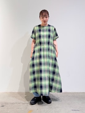 マドラスチェック ワンピースを使った人気ファッションコーディネート