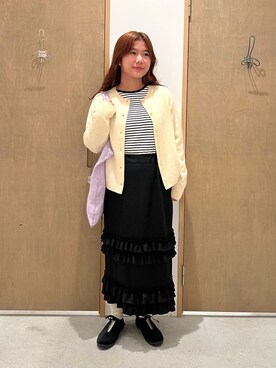 「アイテム（エコバッグ/サブバッグ、パープル系）」を使った、bulle de savonさん（レディース・150cm）の秋コーディネート