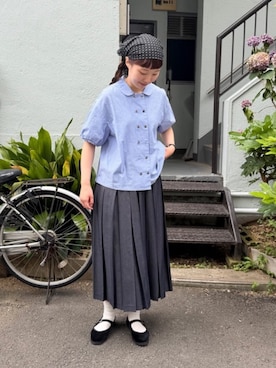 「bulle de savon（ビュルデサボン）のアイテム（シャツ/ブラウス）」を使った、bulle de savonさん（レディース・163cm）の夏コーディネート