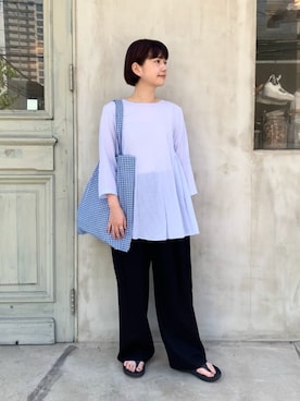 「bulle de savon（ビュルデサボン）のアイテム（シャツ/ブラウス）」を使った、bulle de savonさん（レディース・150cm）の夏コーディネート