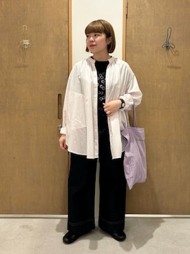 「アイテム（エコバッグ/サブバッグ、パープル系）」を使った、bulle de savonさん（レディース・152cm）の春コーディネート