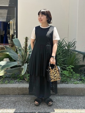 yuni（ユニ ）の「強撚コットンギャバ ラップIラインスカート