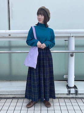 「アイテム（エコバッグ/サブバッグ、パープル系）」を使った、bulle de savonさん（レディース・152cm）の秋コーディネート