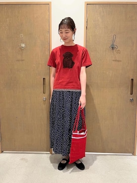 「アイテム（バッグ、レッド系）」を使った、bulle de savonさん（レディース・166cm）の夏コーディネート