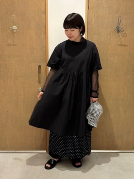 「柄×柄」｜「アイテム（帽子）」を使った、bulle de savonさん（レディース・151cm）の夏コーディネート