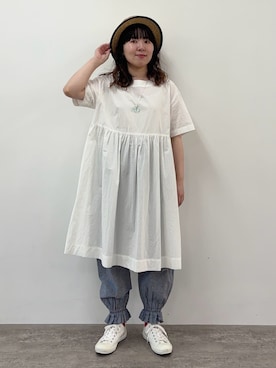 80/タイプライターナチュラルトリプルワッシャー チュニックブラウスを