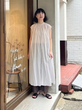 yuni（ユニ ）の「キュプラ/コットン/リネン Stipe wide Collar
