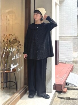 「bulle de savon（ビュルデサボン）のアイテム（シャツ/ブラウス）」を使った、bulle de savonさん（レディース・158cm）の秋コーディネート