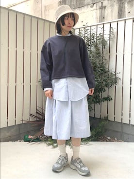 「buoybuoy（ブイ）のhigh gauge inlay プルオーバー 2701CT004261（Tシャツ/カットソー、グリーン系）」を使った、bulle de savonさん（レディース・169cm）の春コーディネート