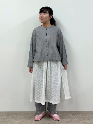 試着のみ　yuni サッカーギンガムチェック　ショートシャツジャケット yuni（ユニ ）の「サッカーギンガムチェックショートシャツ