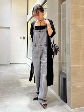 「アイテム（つなぎ/オールインワン、グレー系）」を使った、miyakoshi＿87さん（レディース・158cm）の夏コーディネート