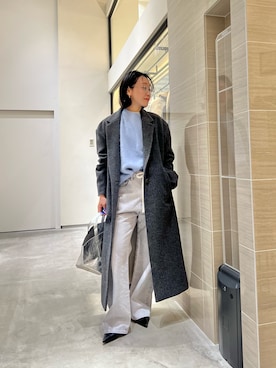 「アイテム（チェスターコート）」を使った、miyakoshi＿87さん（レディース・158cm）の冬コーディネート