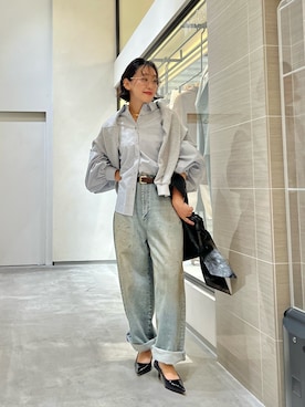 「Whim Gazette（ウィムガゼット）の【BOTERO】LAID Belt（ベルト、ブラウン系）」を使った、miyakoshi＿87さん（レディース・158cm）の秋コーディネート